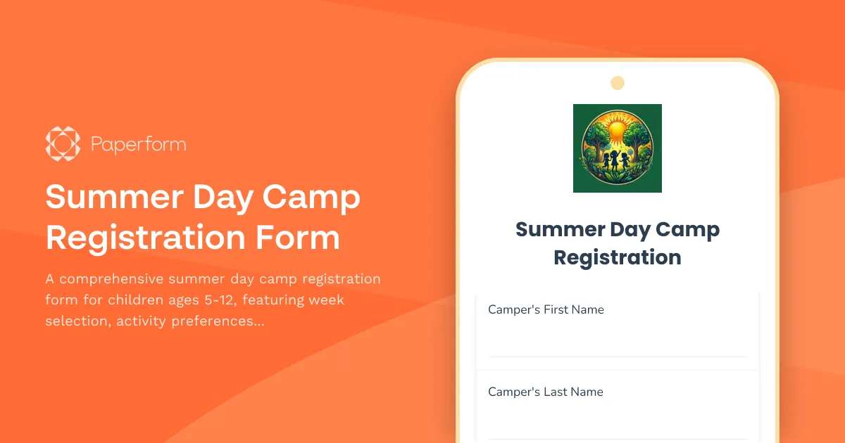 Summer Day Camp Registration Form
