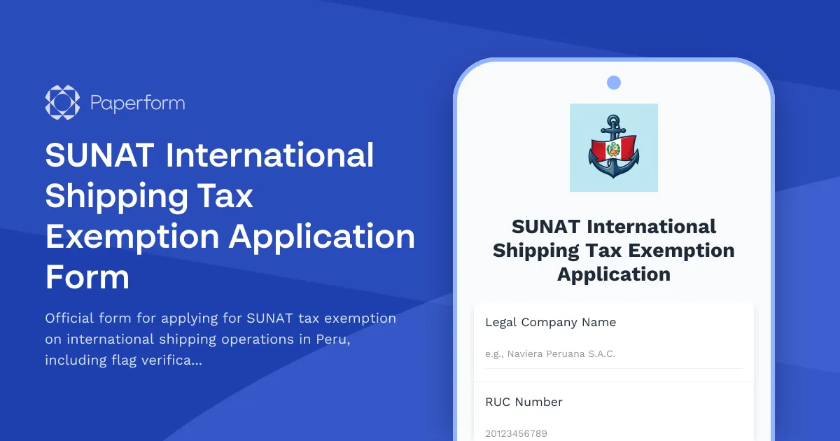 SUNAT International Shipping Tax Exemption Application Form