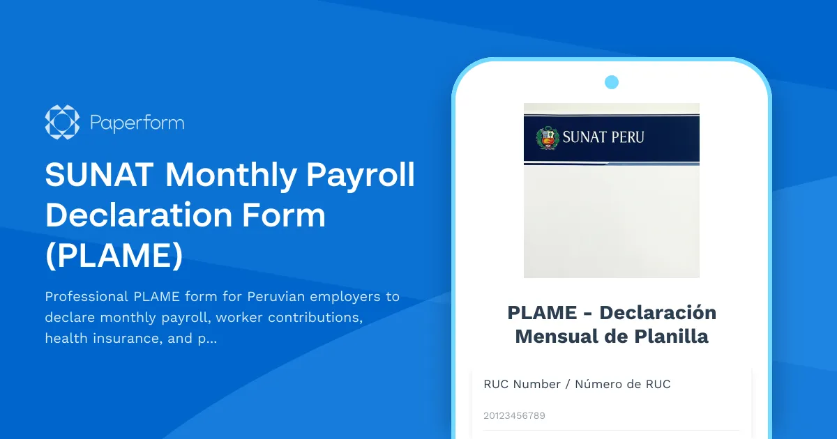 SUNAT Monthly Payroll Declaration Form (PLAME)