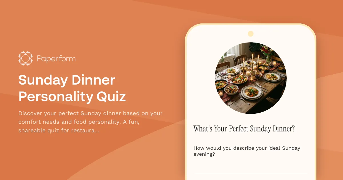 Sunday Dinner Personality Quiz