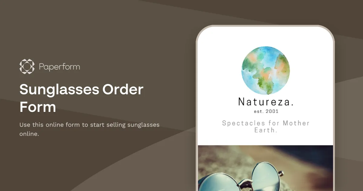 Sunglasses Order Form