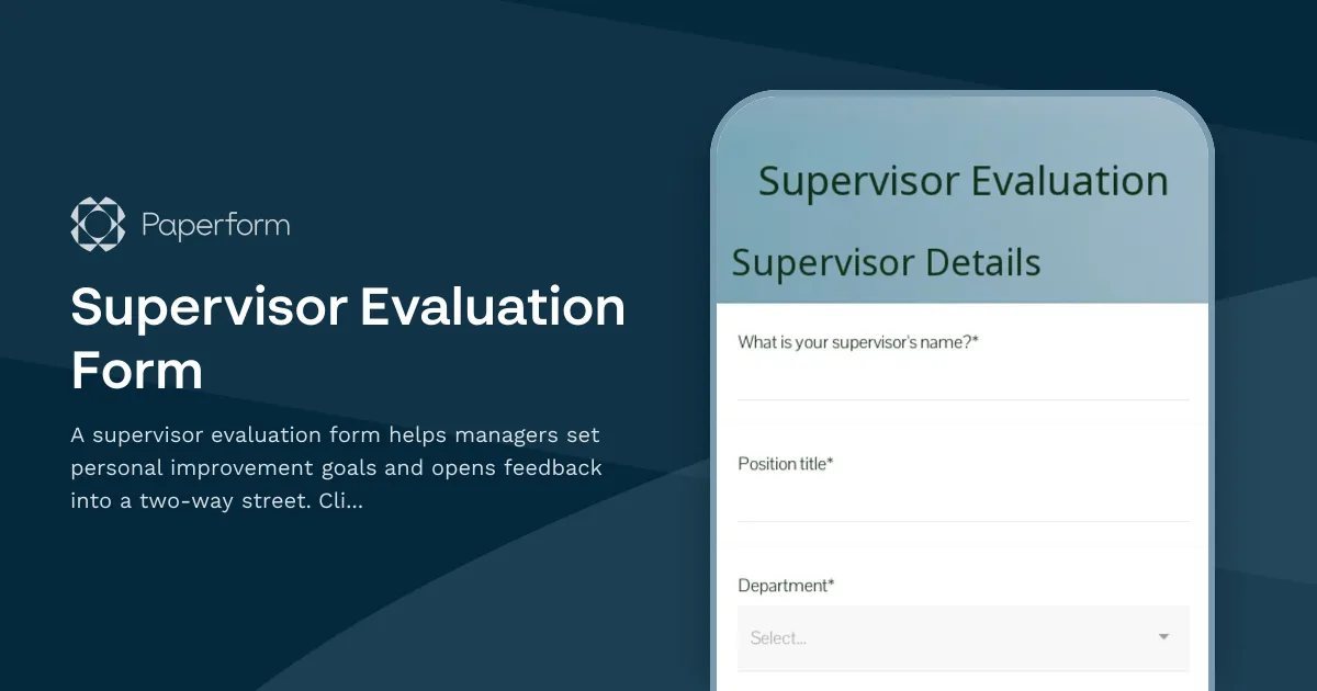 Supervisor Evaluation Form