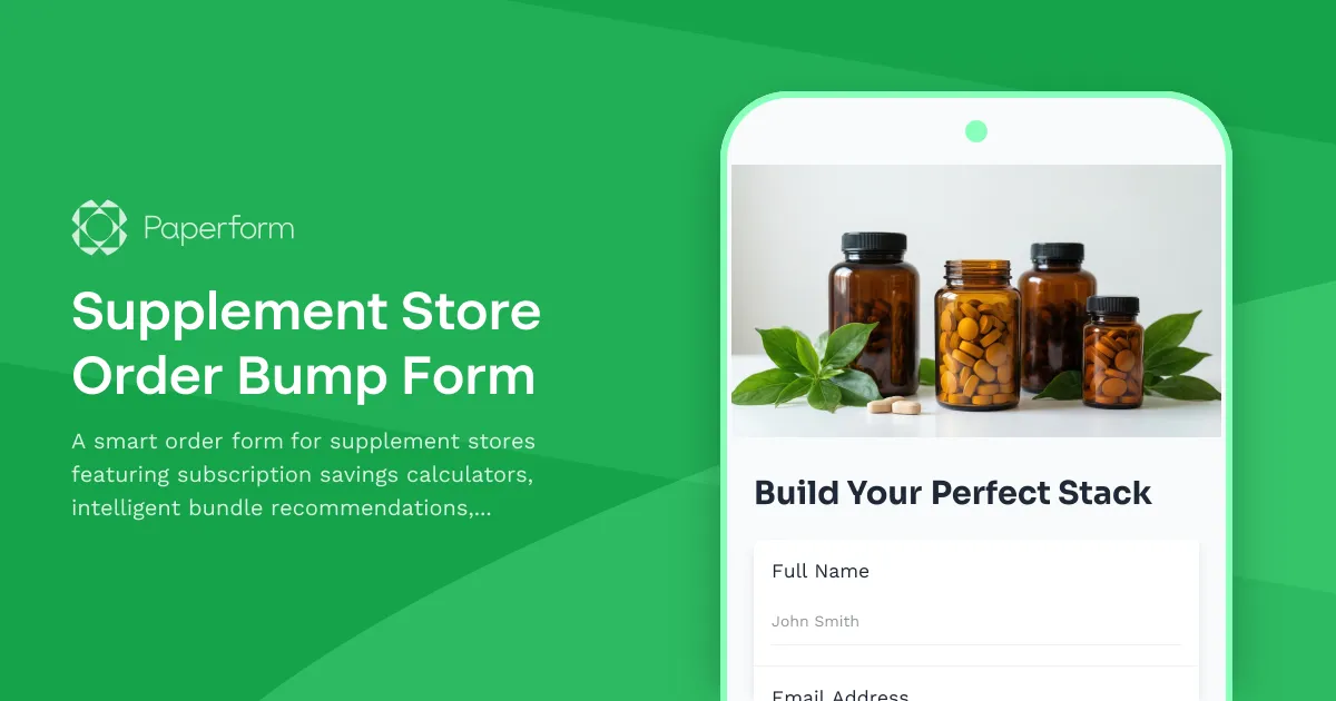 Supplement Store Order Bump Form