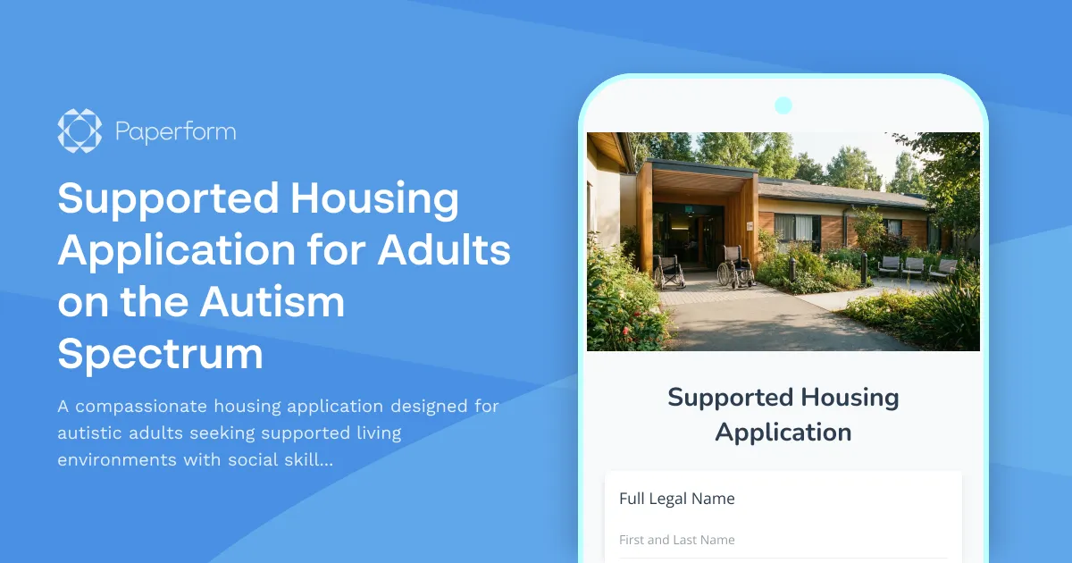 Supported Housing Application for Adults on the Autism Spectrum