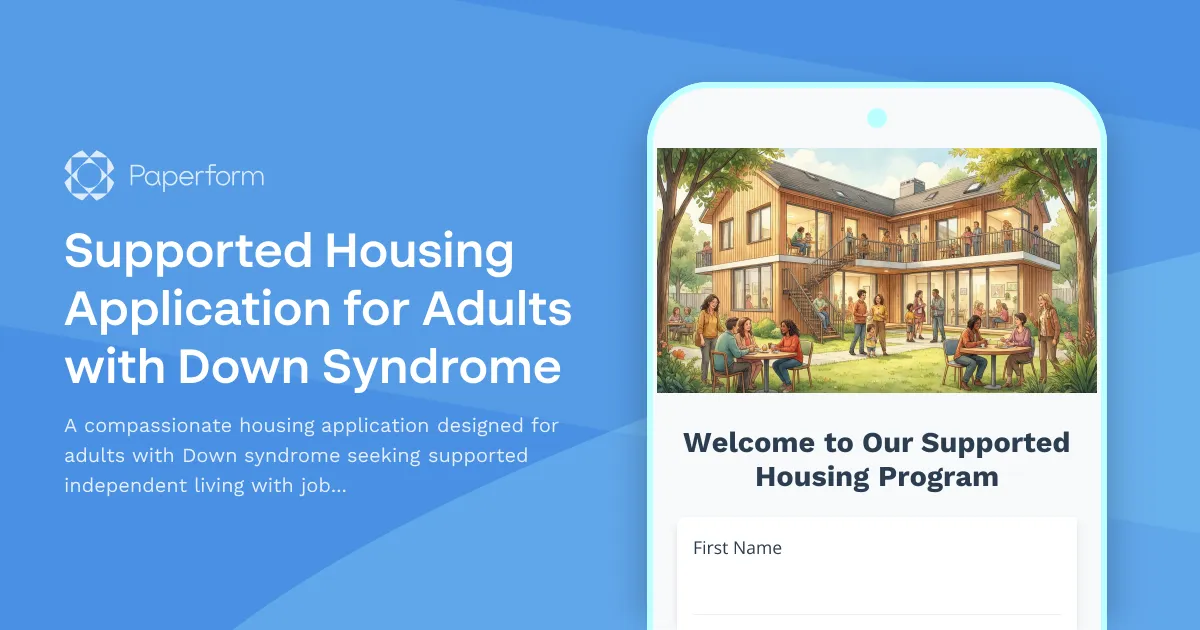 Supported Housing Application for Adults with Down Syndrome