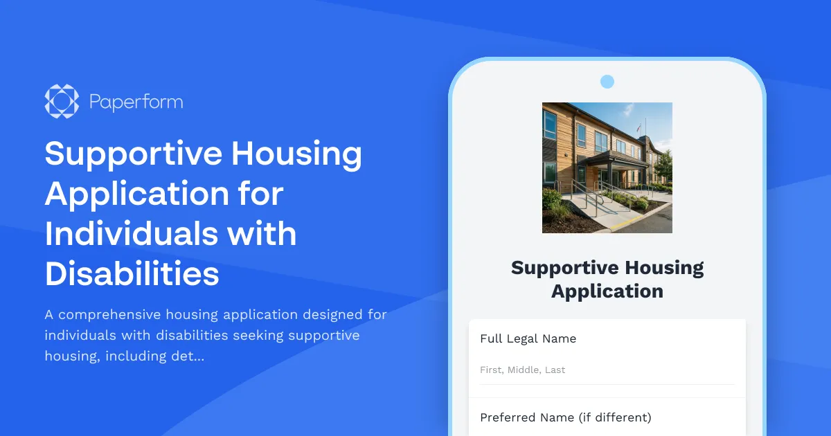Supportive Housing Application for Individuals with Disabilities