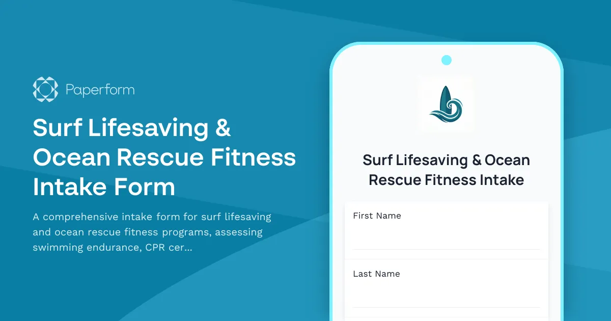 Surf Lifesaving & Ocean Rescue Fitness Intake Form