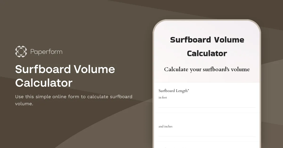 Surfboard Volume Calculator