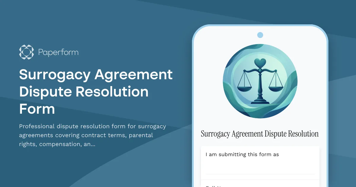 Surrogacy Agreement Dispute Resolution Form