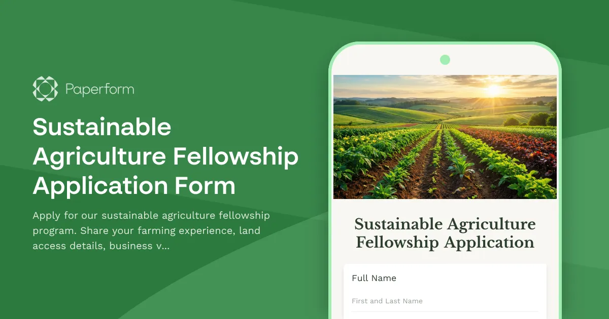Sustainable Agriculture Fellowship Application Form