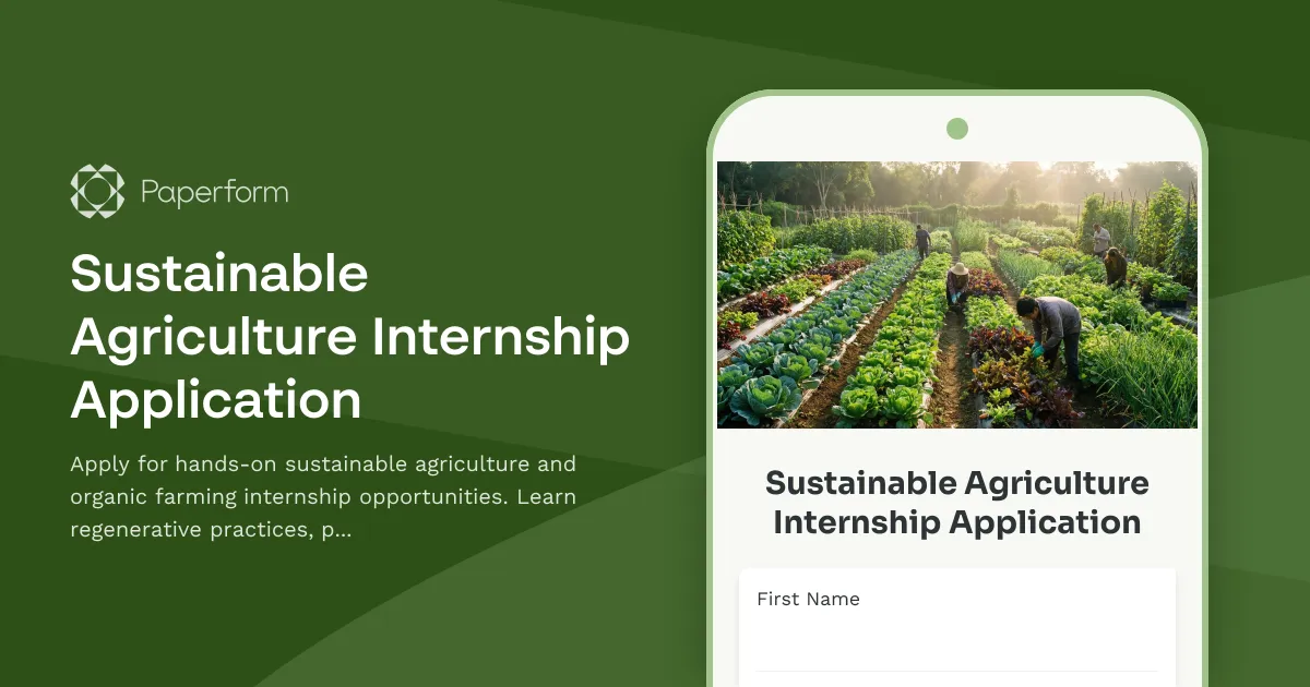 Sustainable Agriculture Internship Application