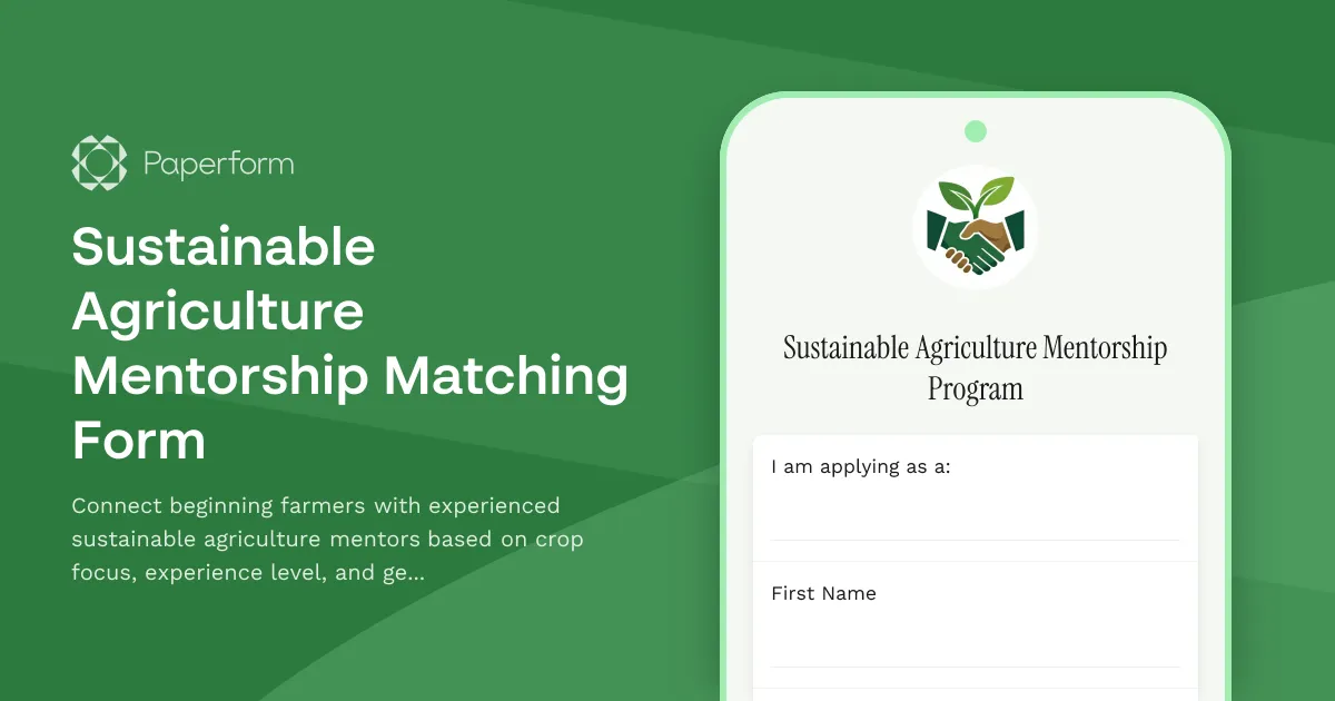 Sustainable Agriculture Mentorship Matching Form