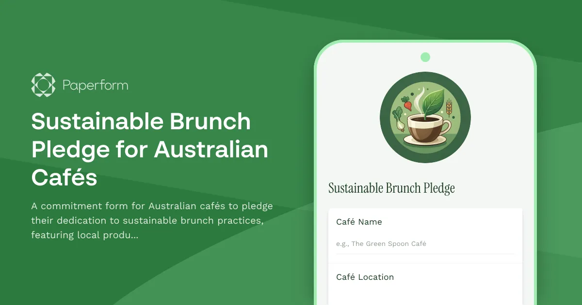 Sustainable Brunch Pledge for Australian Cafés