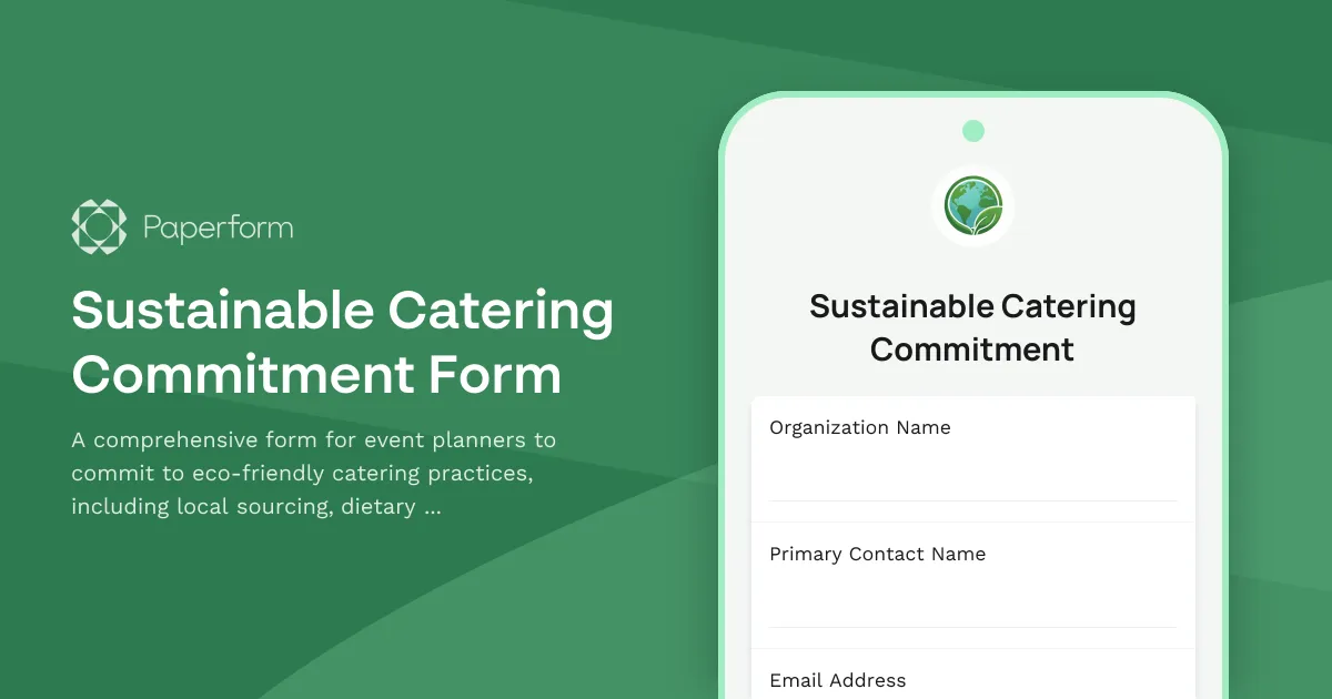 Sustainable Catering Commitment Form
