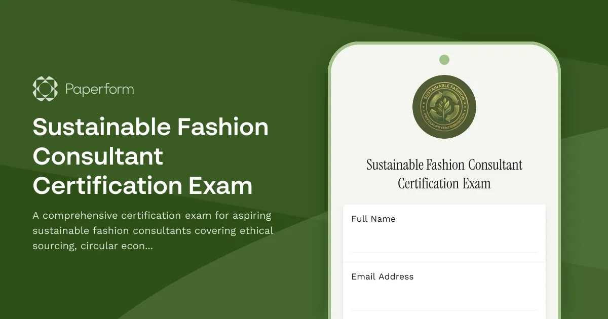 Sustainable Fashion Consultant Certification Exam