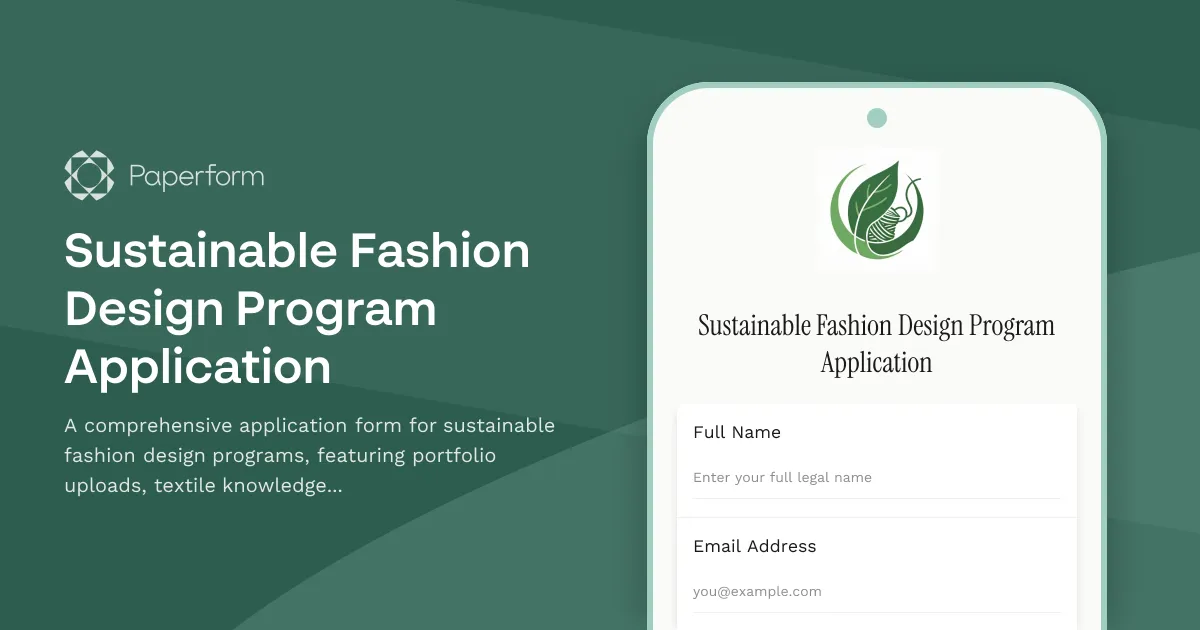 Sustainable Fashion Design Program Application