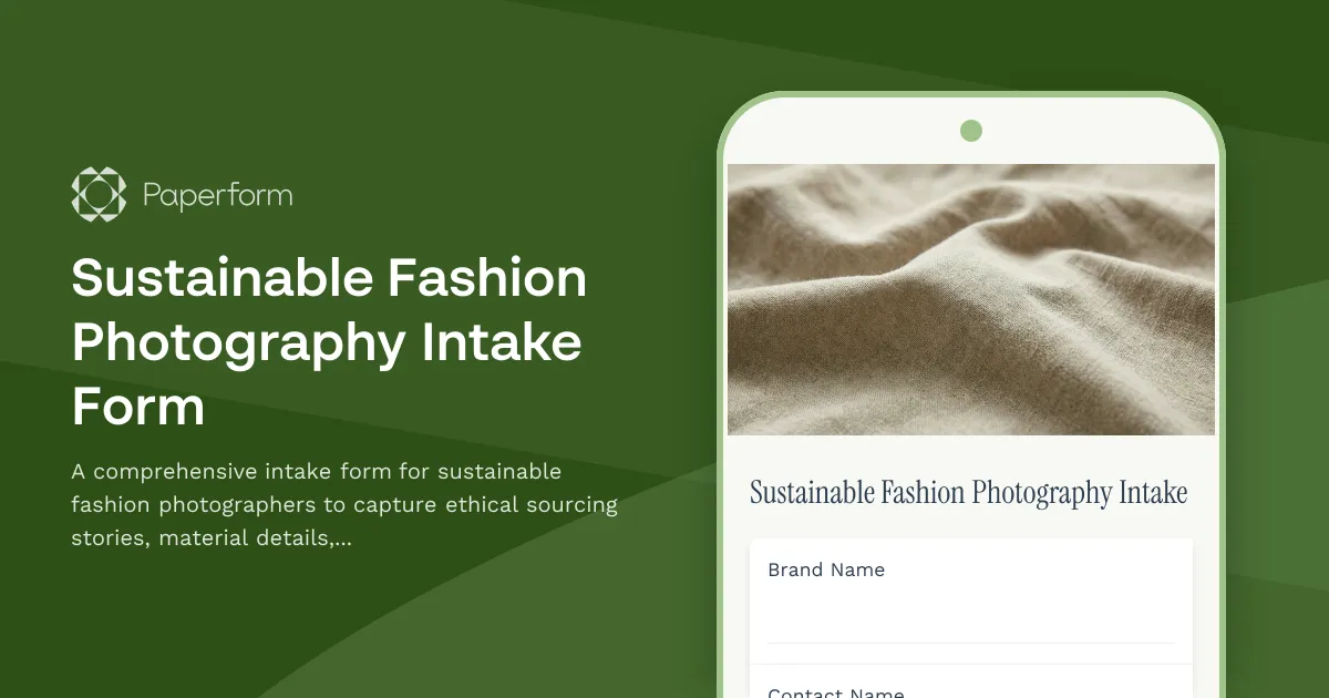 Sustainable Fashion Photography Intake Form