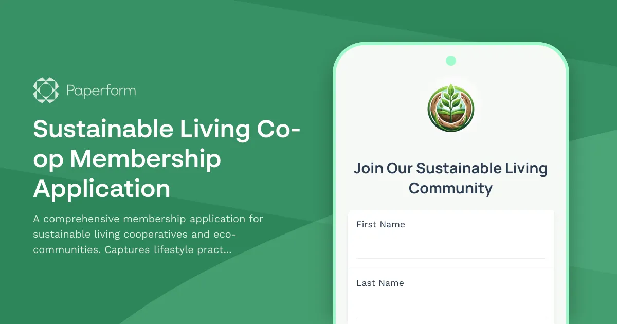 Sustainable Living Co-op Membership Application