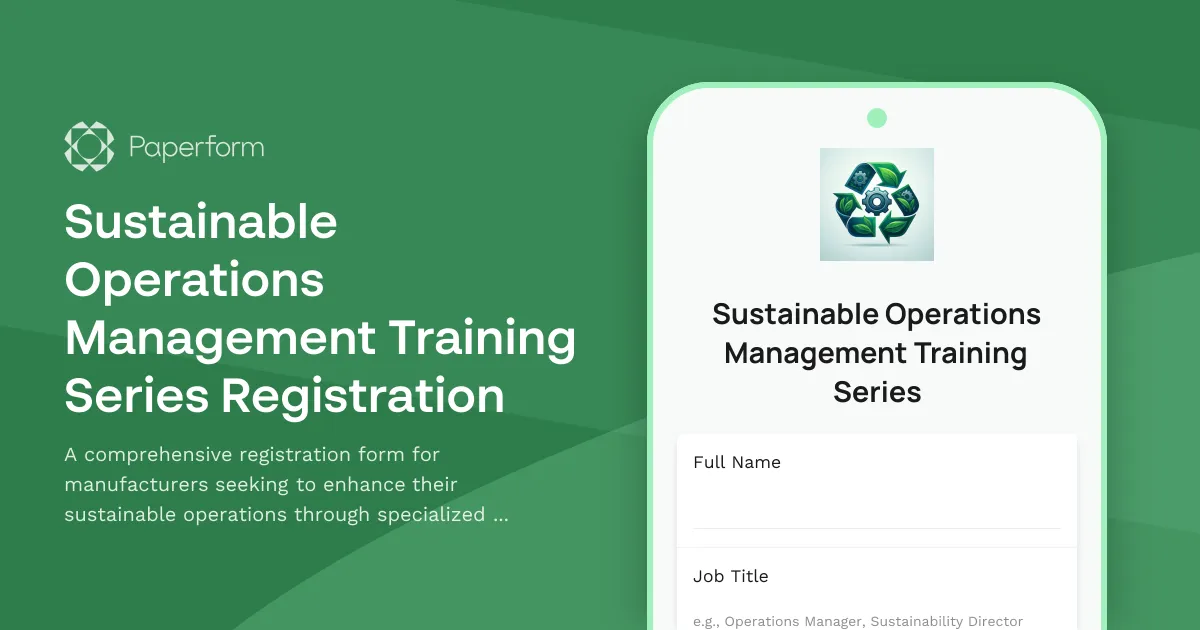 Sustainable Operations Management Training Series Registration
