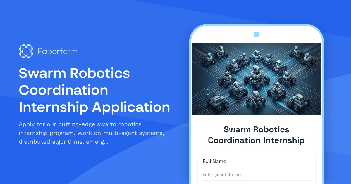 Swarm Robotics Coordination Internship Application