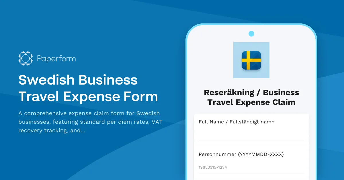 Swedish Business Travel Expense Form