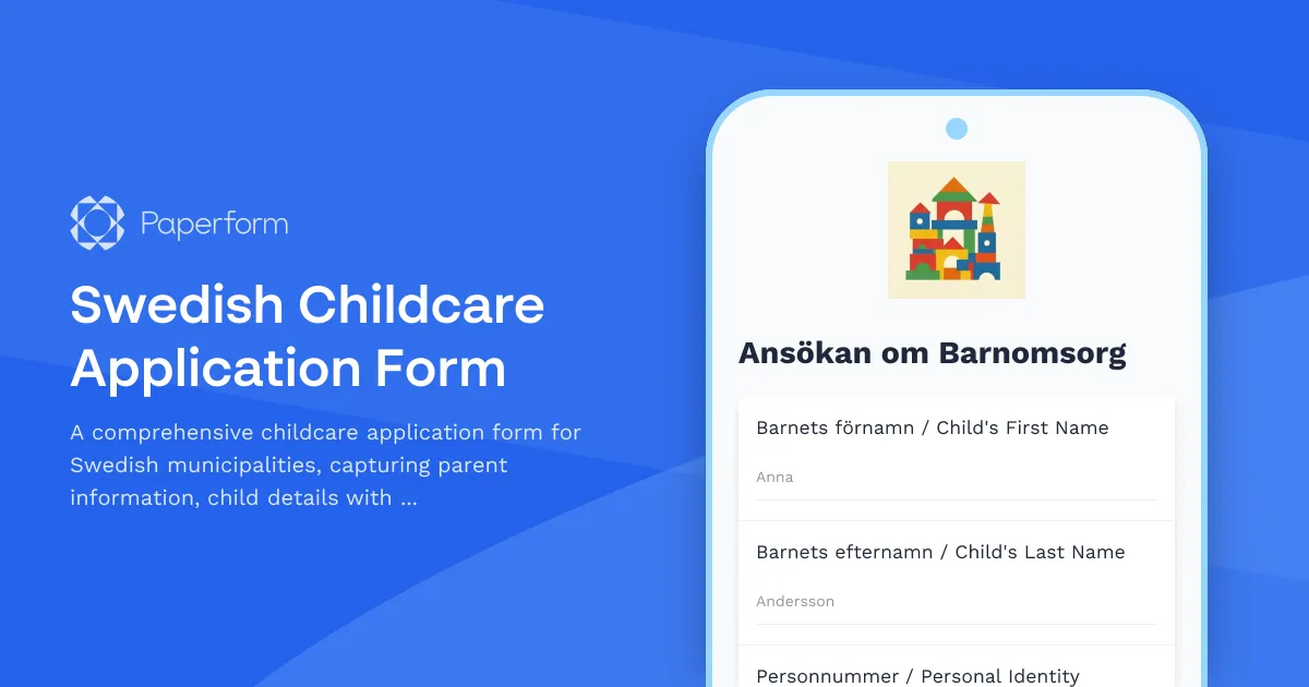 Swedish Childcare Application Form