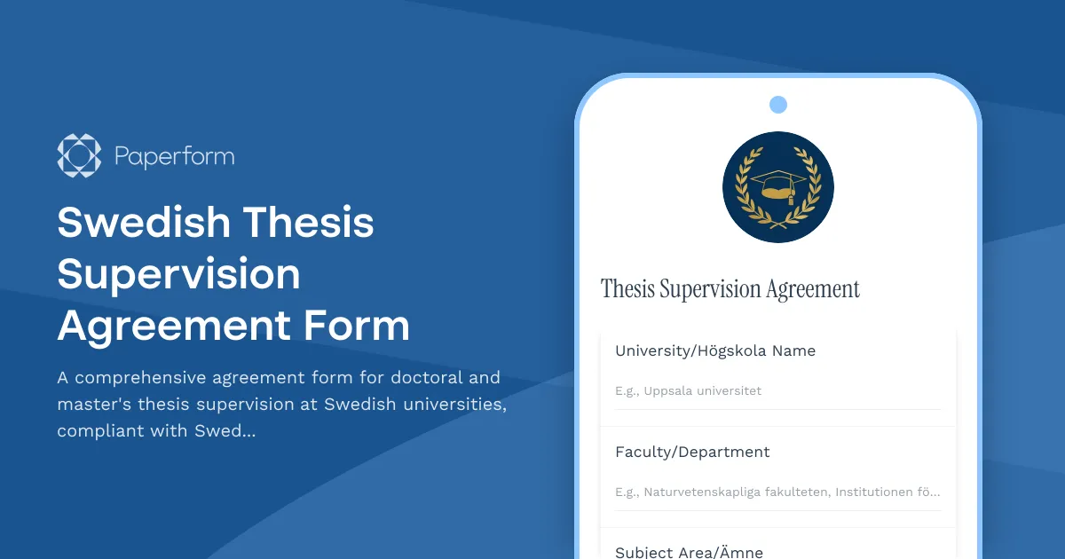 Swedish Thesis Supervision Agreement Form