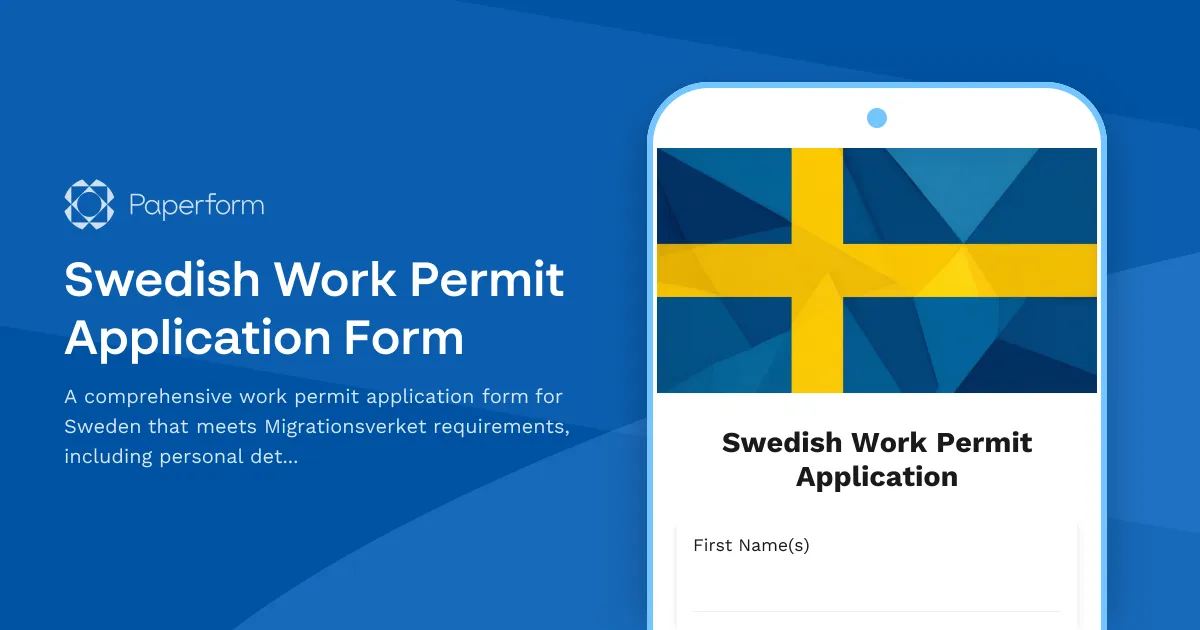 Swedish Work Permit Application Form