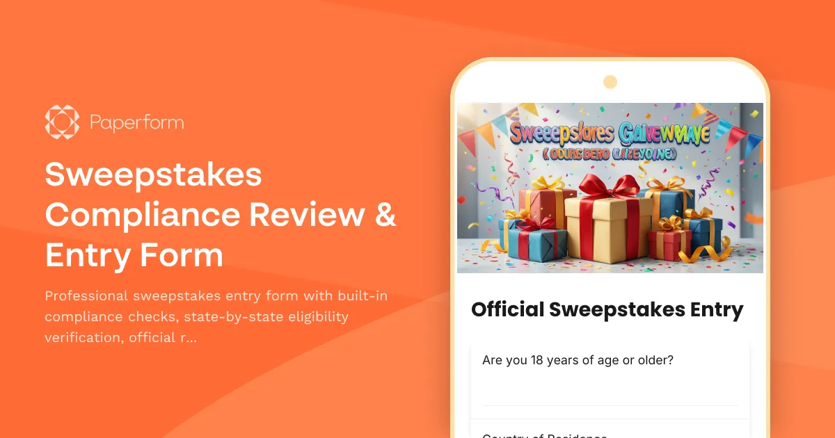 Sweepstakes Compliance Review & Entry Form