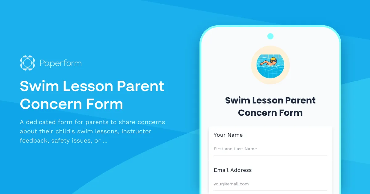Swim Lesson Parent Concern Form