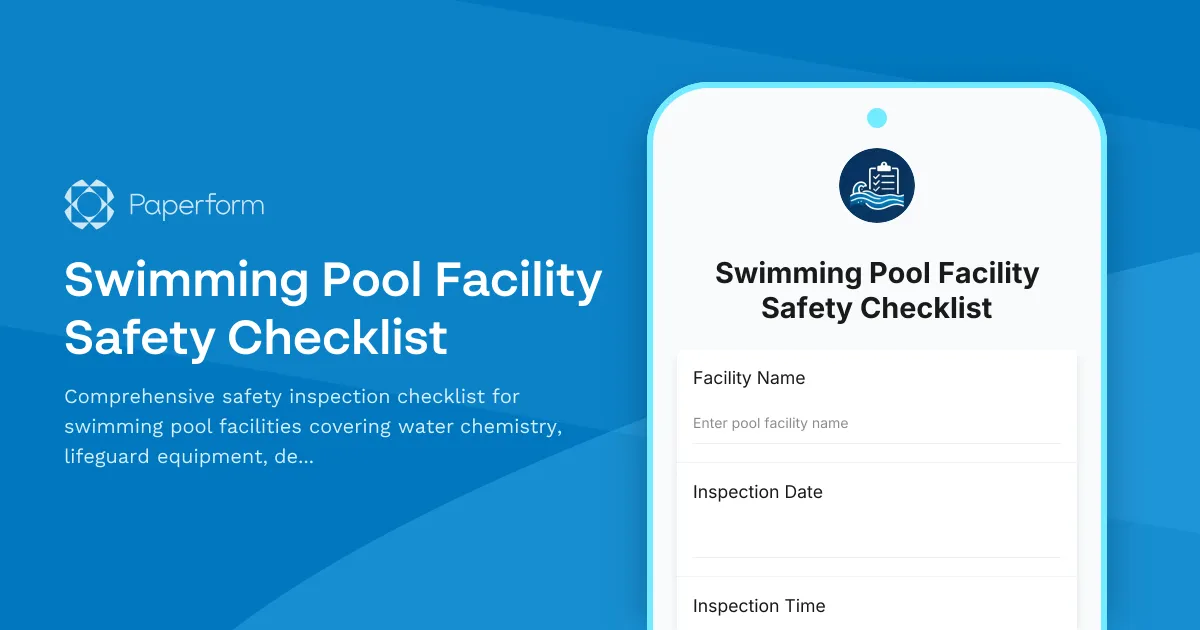 Swimming Pool Facility Safety Checklist