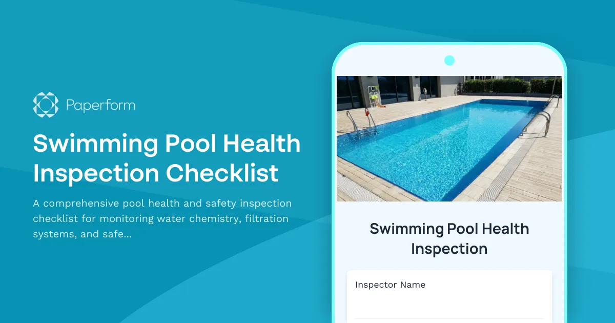 Swimming Pool Health Inspection Checklist