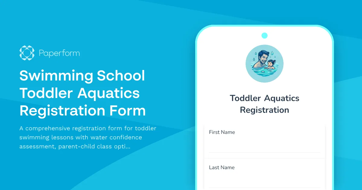 Swimming School Toddler Aquatics Registration Form