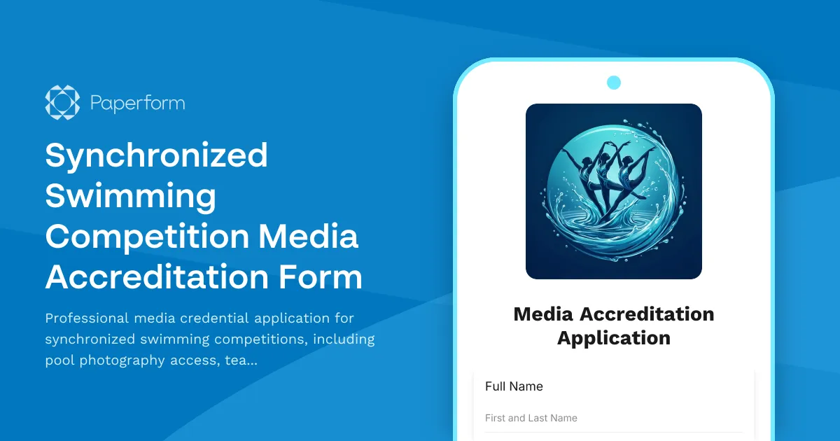 Synchronized Swimming Competition Media Accreditation Form