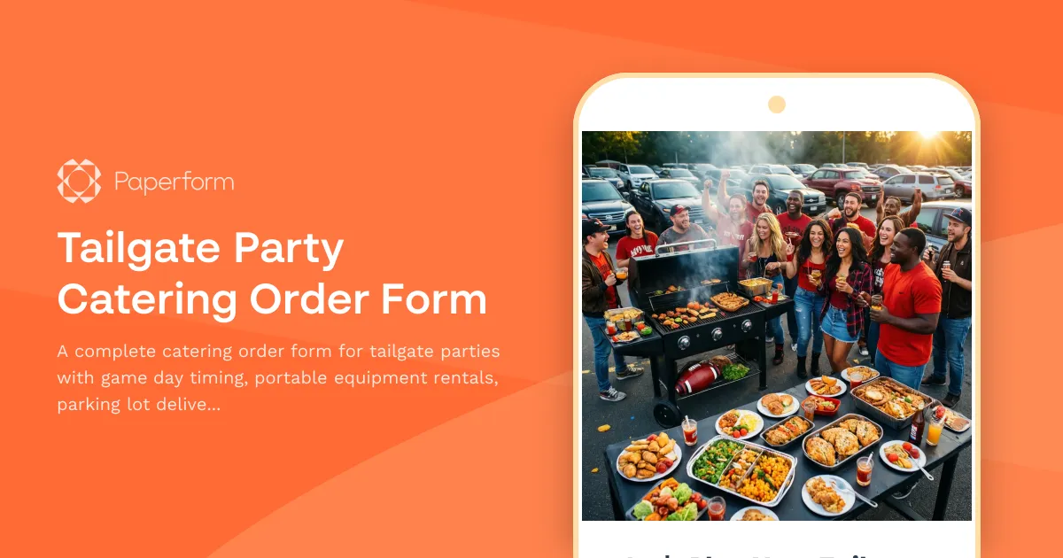 Tailgate Party Catering Order Form