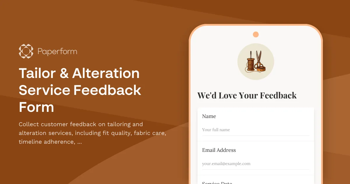 Tailor & Alteration Service Feedback Form