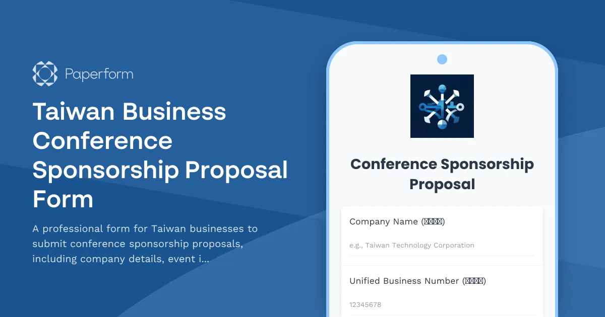 Taiwan Business Conference Sponsorship Proposal Form