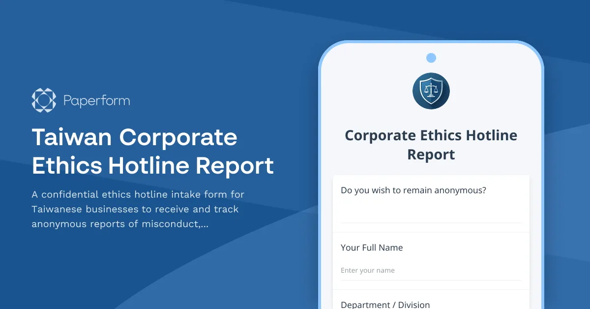 Taiwan Corporate Ethics Hotline Report