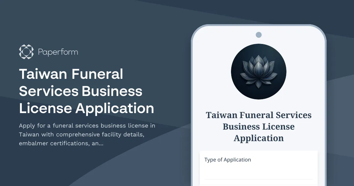 Taiwan Funeral Services Business License Application