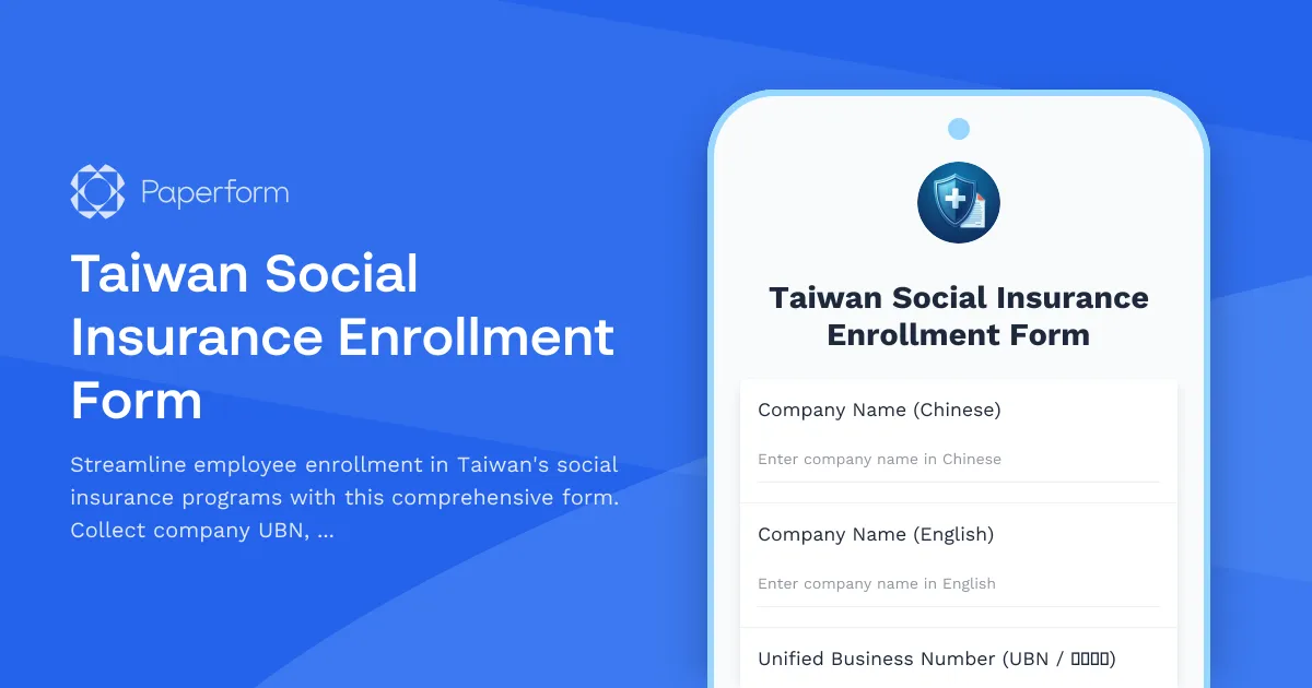 Taiwan Social Insurance Enrollment Form