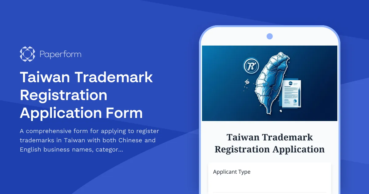 Taiwan Trademark Registration Application Form