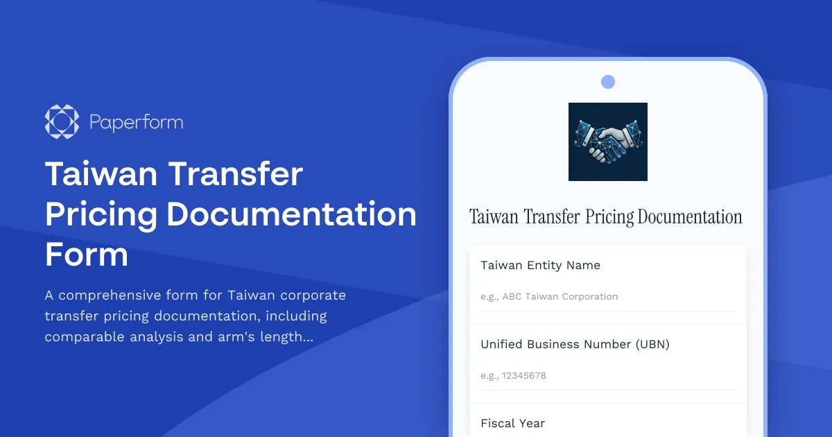 Taiwan Transfer Pricing Documentation Form