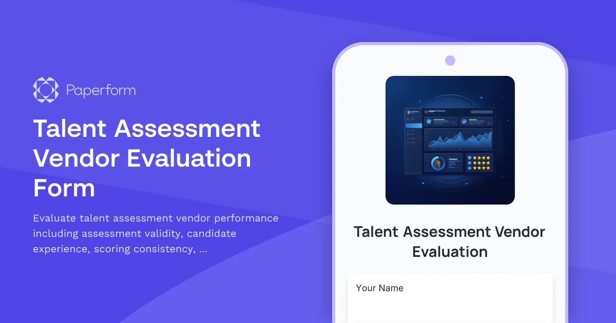 Talent Assessment Vendor Evaluation Form