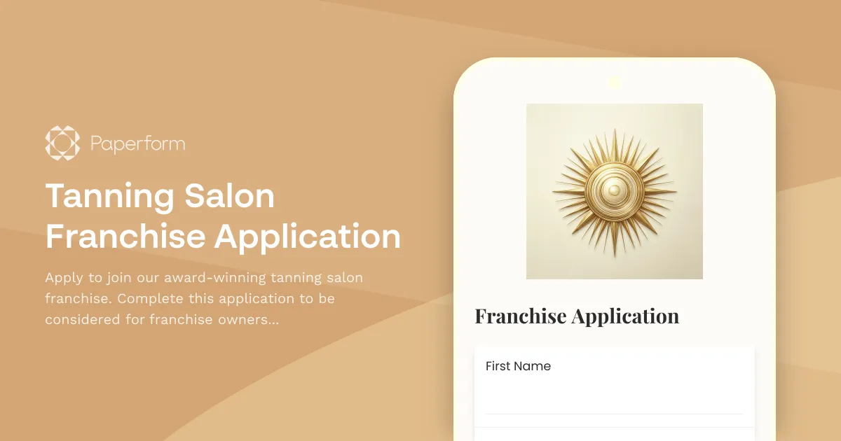 Tanning Salon Franchise Application