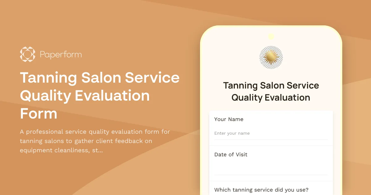 Tanning Salon Service Quality Evaluation Form