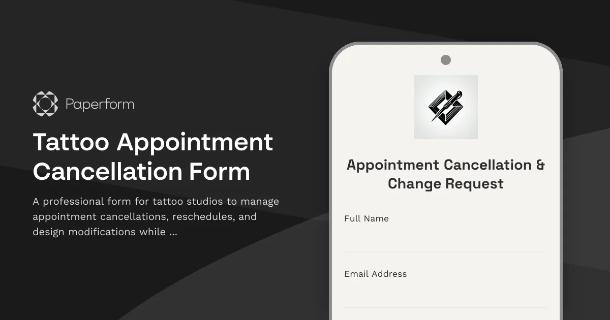 Tattoo Appointment Cancellation Form