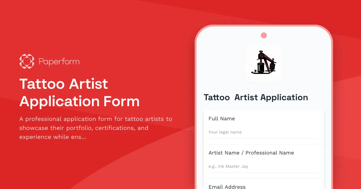 Tattoo Artist Application Form