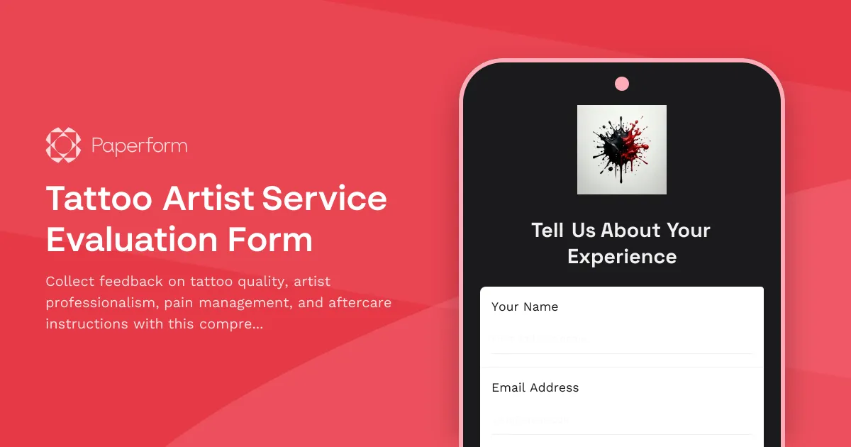 Tattoo Artist Service Evaluation Form