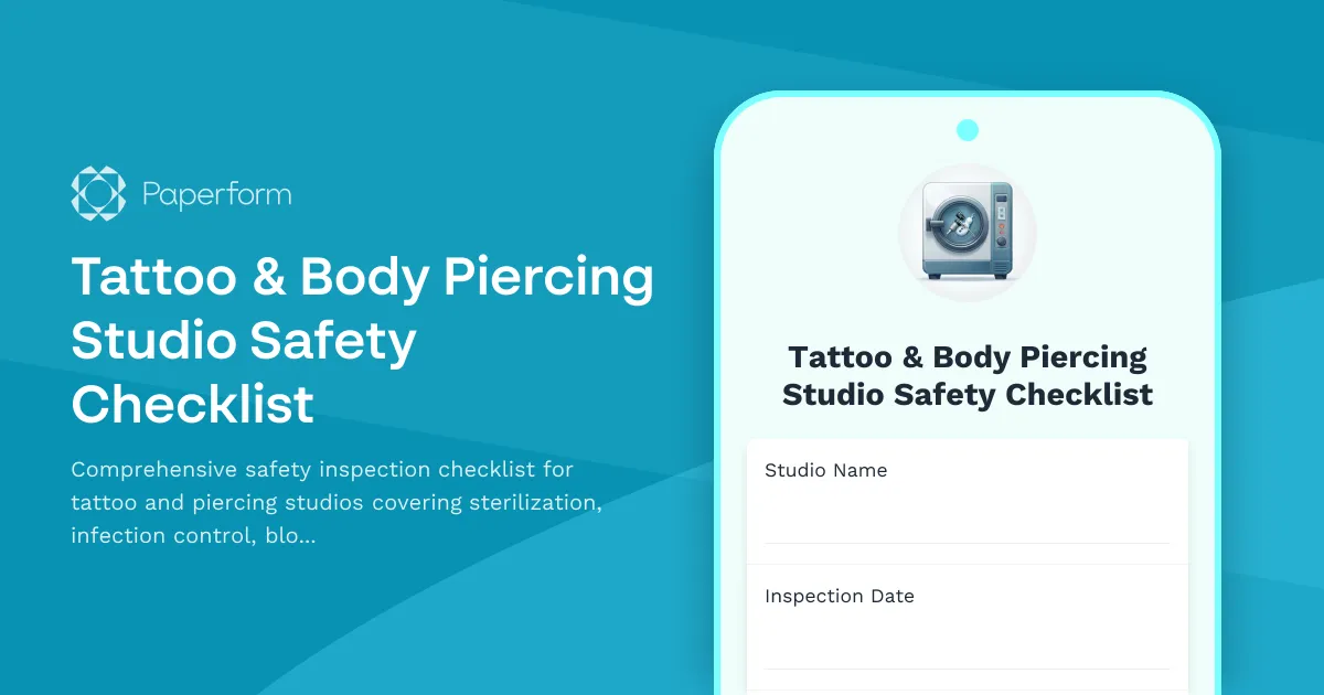 Tattoo & Body Piercing Studio Safety Checklist