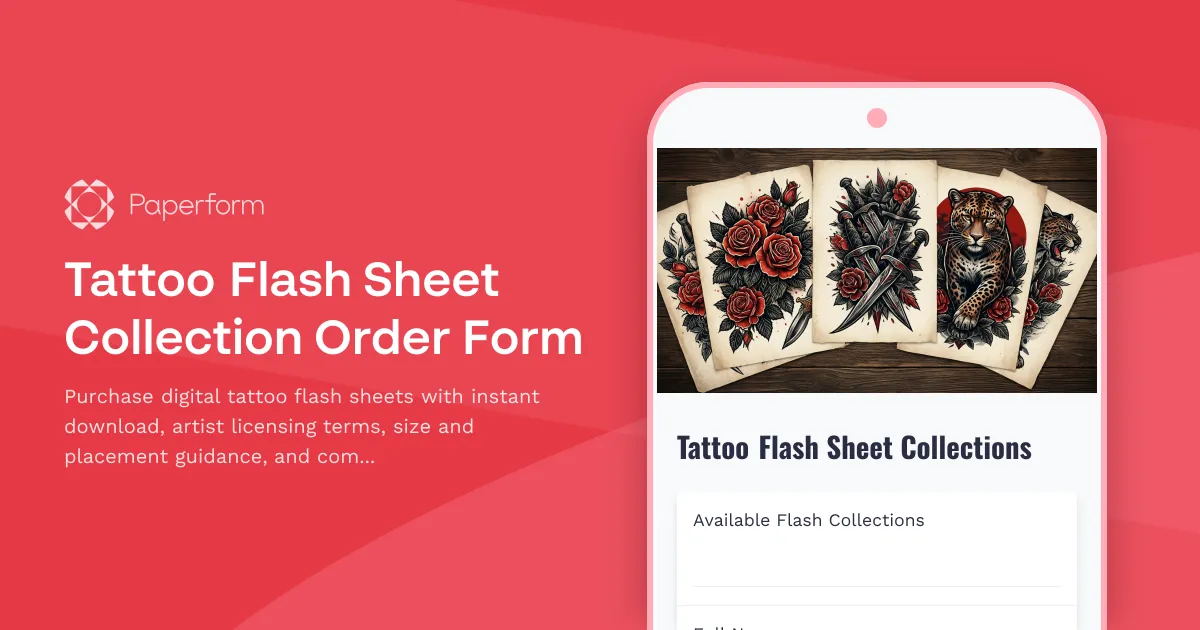 Tattoo Flash Sheet Collection Order Form
